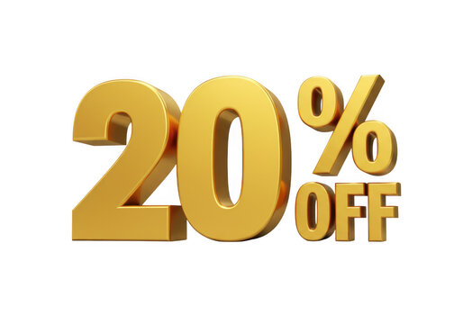 Golden twenty percent off rendering