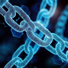 Poster - Digital chain links in a futuristic environment technology concept abstract graphic design