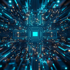 Fototapete - Exploring futuristic technology through circuit designs digital environment abstract content artistic viewpoint