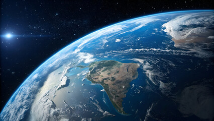 Canvas Print - South America is beautifully captured from space, showcasing its diverse geography and surrounding oceans.