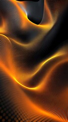 Poster - Abstract waves of orange and black creating dynamic movement and depth in a visually striking design