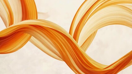 Poster - Dynamic orange and cream abstract wave patterns creating an artistic flow in a minimalist design