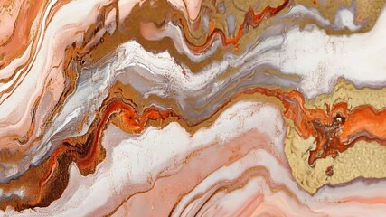 Poster - Abstract Marble Background with Rich Swirls of Orange, Gold, Gray, and White Colors for Artistic and Elegant Design Projects