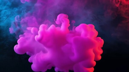Poster - Vibrant Smoke Swirls in Blue and Pink Hues Creating an Ethereal Atmosphere for Abstract Designs and Backgrounds