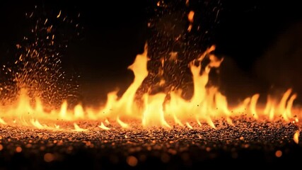 Poster - dynamic flames and glowing embers on a dark background, capturing the intensity and energy of fire, 