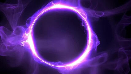 Poster - Mysterious purple glowing circle with smoke effects creates an ethereal atmosphere in a dark setting