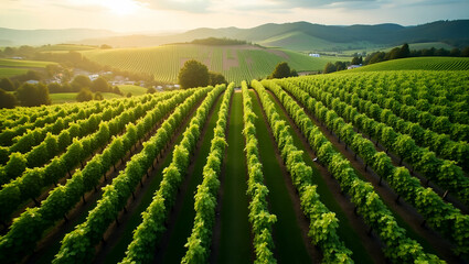 photo realistic top view of a vineyard with gps mapping overlay, symbolizing gps guided viticulture 
