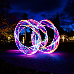 Wall Mural - A glowing, colorful, and abstract sculpture of two circles