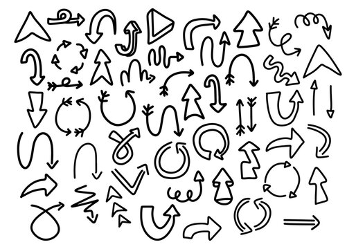 hand drawn arrow line icon and comic style