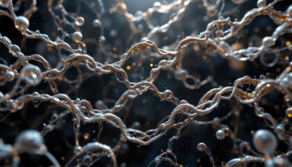 Poster - Dynamic molecular structures digital visualization abstract science illustration laboratory environment close-up view molecular biology concept