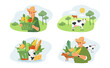 © Viktoria - set of vector illustrations in a flat style on the theme of organic, farm dairy products
