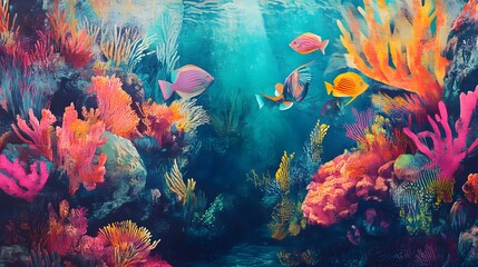 Naklejka na meble A vibrant underwater scene with colorful coral reefs