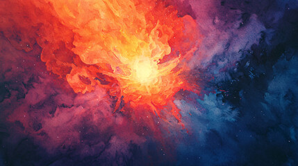Poster - Majestic fireball illuminating the sky in a breathtaking display of cosmic beauty and astronomical wonder captured in a stunning artwork.