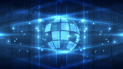 Poster - vector digital global technology concept, abstract background illustration