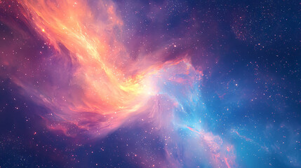 Poster - Nebula and star in the cosmic space-time continuum with a soft ambient glow creating a magical and ethereal atmosphere.