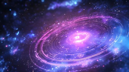 Open astrology book with galaxy effect