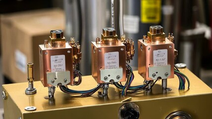 Aufkleber - Precision instruments mounted on a control unit showcasing detailed engineering in a laboratory setting