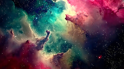 Poster - Repetitive display of a stunning nebula captured in space with unique visuals showcasing cosmic beauty and wonder.