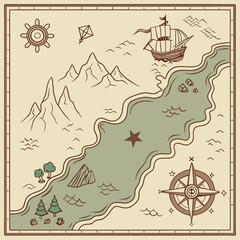  Exploration Journey: Vintage Map Illustration