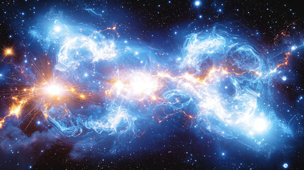Poster - An exquisite nebula illuminated by countless stars creating a cosmic wonder in a majestic scene of galactic beauty and depth.