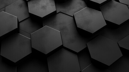 Poster - Close up of a dark textured surface with repeating hexagonal shapes in an abstract arrangement