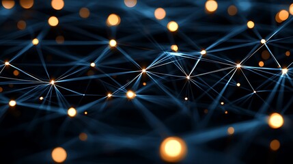 Wall Mural - a blue and yellow image of a network of dots
