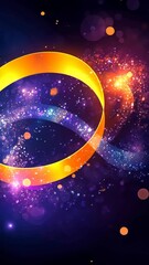 Poster - Colorful cosmic swirl with bright rings and sparkling stars in a deep background