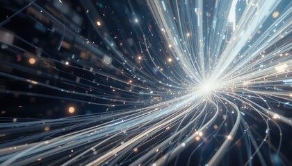 Poster - Dynamic light trails urban environment digital art night scene abstract concept futuristic vibe