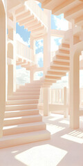 Poster - Pastel Pink Spiral Staircase in Modern Building