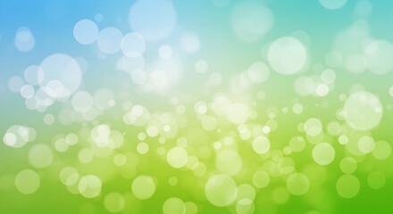 Poster - Dreamy Bokeh Background with Soft Green and Blue Tones for Spring Celebration