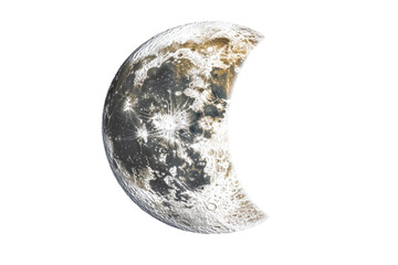 realistic depiction of the moon in a crescent phase showcasing craters, texture, and surface pattern