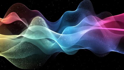 Poster - Colorful abstract waves flow through a dark space creating a captivating visual experience for viewers