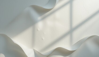 Poster - Soft light reflection on curved white paper indoor studio abstract photography minimalist environment close-up view textural concept for aesthetic appeal