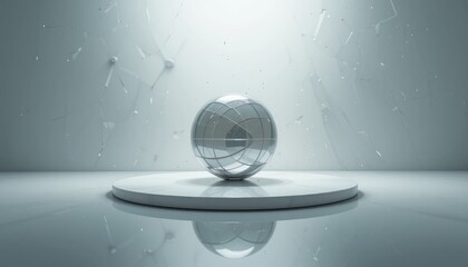 Poster - Dynamic sphere fragmentation studio 3d animation minimalist environment close-up view abstract concept for visual impact