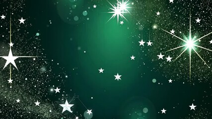 Poster - A green background with stars and a star in the center. The stars are scattered all over the background