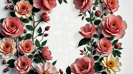 Poster - A flower arrangement with pink and white flowers. The flowers are arranged in a circle