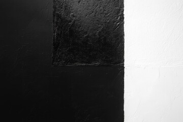Poster - Two contrasting textured surfaces, one black and one white, blend seamlessly to form an abstract artistic design