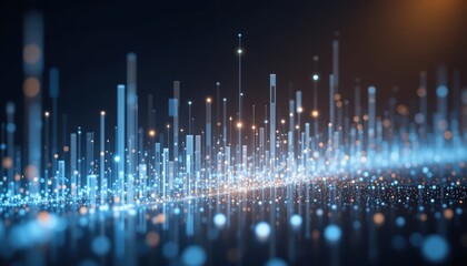 Aufkleber - Dynamic data visualization of abstract light patterns digital space graphic design futuristic environment aerial viewpoint technology concept