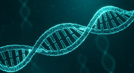 Poster - Turquoise DNA Double Helix Structure on a Gradient Background for Medical Research