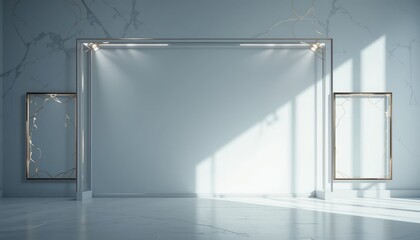 Poster - Modern art gallery display contemporary architecture interior design minimalist environment bright sunlight innovative concept