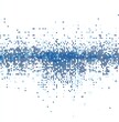 © singgih - Abstract Blue Gradient Dots Forming Distorted Line on White Background
