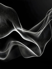 Poster - Abstract White Wave Flowing on Black Background