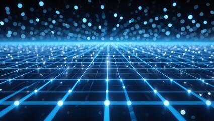 Fototapete - Futuristic Abstract Grid Network Digital Technology Global Connections Data Flow Visualization