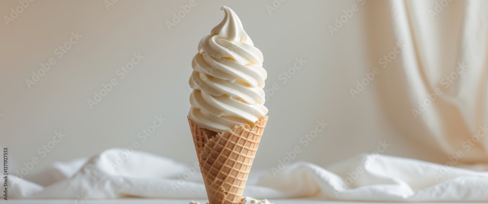 Creamy Swirls of Vanilla Soft Serve Ice Cream in a Crisp Waffle Cone ...