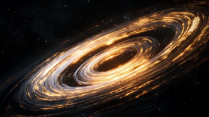 Wall Mural - A bright yellow spiral in space with a lot of stars