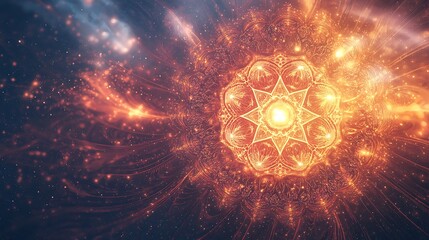 Wall Mural - A colorful, glowing circle with a star in the center