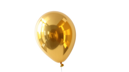 Poster - Glossy gold balloon closeup isolated on white background, minimal design element concept for party decoration or event collage. Ai generative