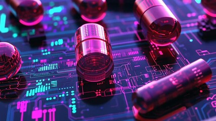 Aufkleber - Colorful electronic components on a circuit board showcasing intricate details and vibrant design elements