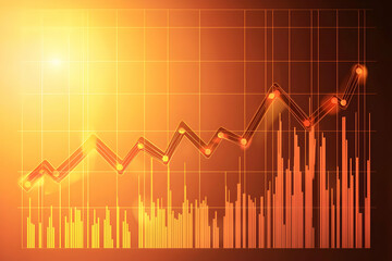 Poster - Upward trending graph, financial growth, sunburst background, business success