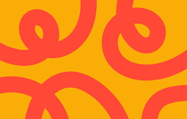 Poster - Abstract horizontal background with dynamic linear waves. Trendy vector illustration in style retro 60s, 70s. Red and yellow colors